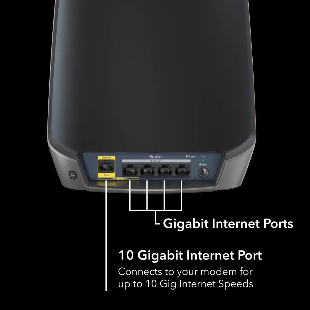 NETGEAR Orbi (RBK862SB) Tri-Band WiFi 6 Mesh System Router with 1 Satellite Extender, Coverage up to 5,400 sq. ft, 100 Devices, 10 Gig Internet Port, NETGEAR Orbi (RBK862SB) Tri-Band WiFi 6 Mesh System Router with 1 Satellite Extender, Coverage up to 5,400 sq. ft, 100 Devices, 10 Gig Internet Port,
